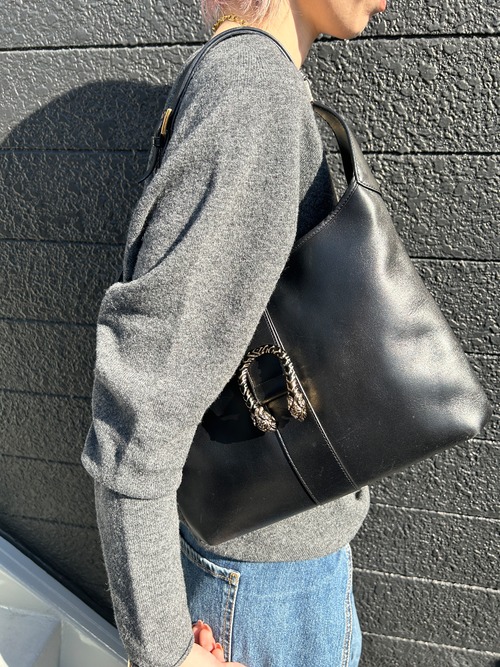GUCCI グッチ ディオニュソス ショルダーバッグ ブラック スネーク レザー ホーボーバッグ vintage ヴィンテージ オールド m3bh55