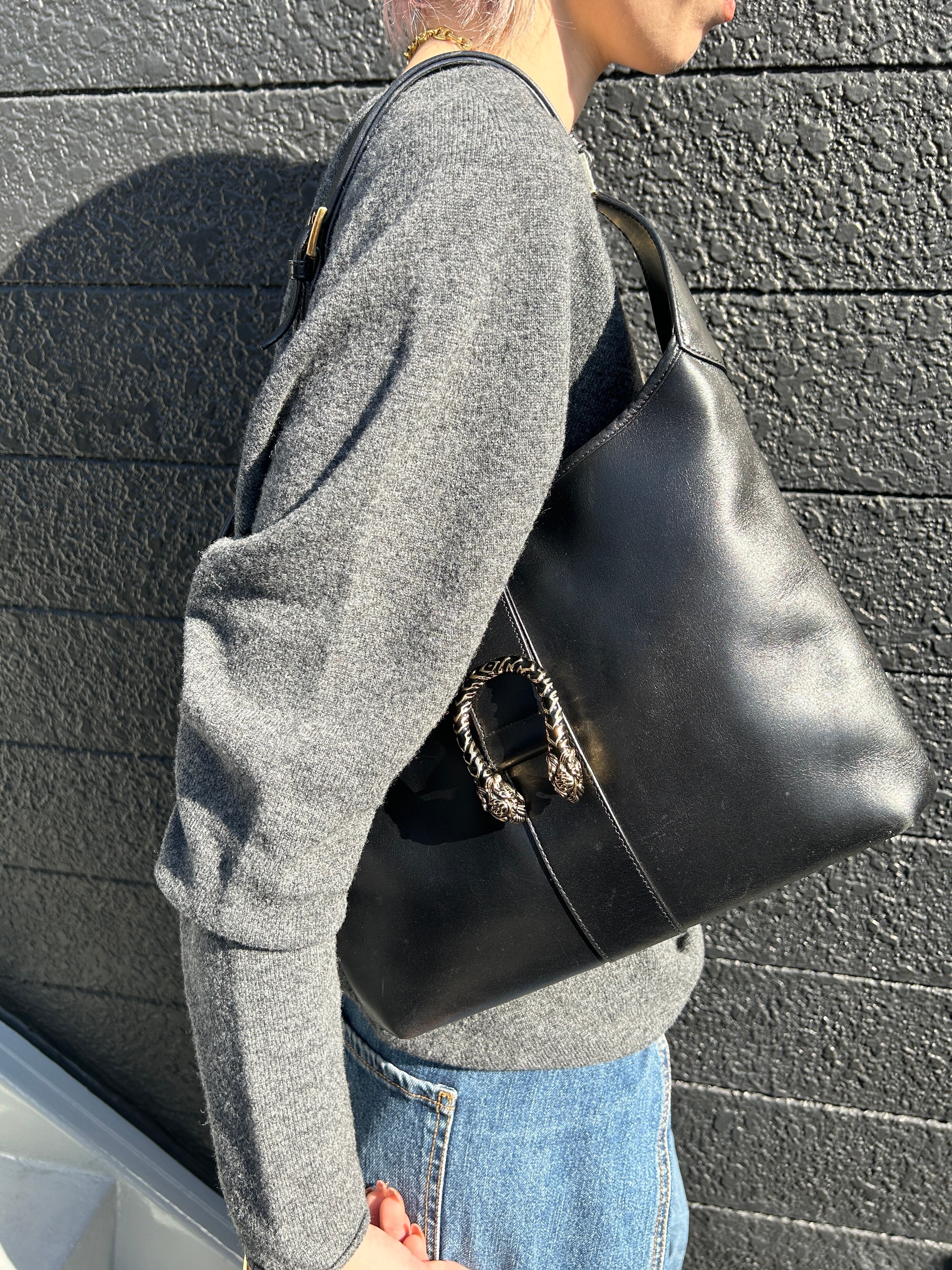 GUCCI グッチ ディオニュソス ショルダーバッグ ブラック スネーク レザー ホーボーバッグ vintage ヴィンテージ オールド m3bh55
