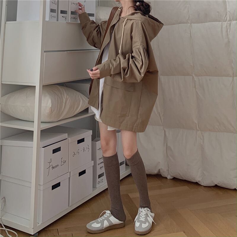 スタイルルーズ気質ミドル丈ウインドブレーカーレディース2020年秋新しい小さくて薄いフード付きオーバーオール クレセントシティ84571480463