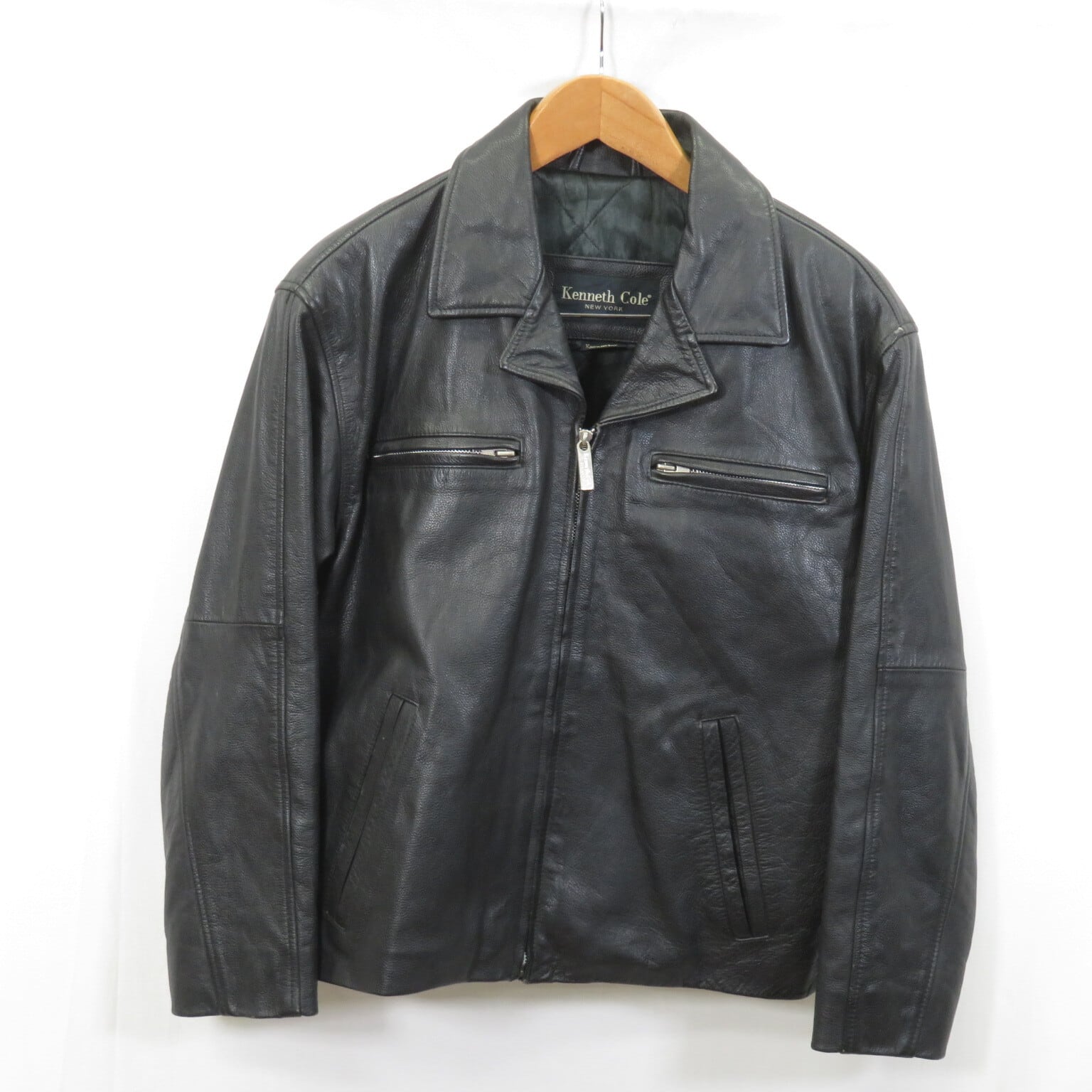KENNETH COLE シングル レザー ライダースジャケット sizeS/0801  