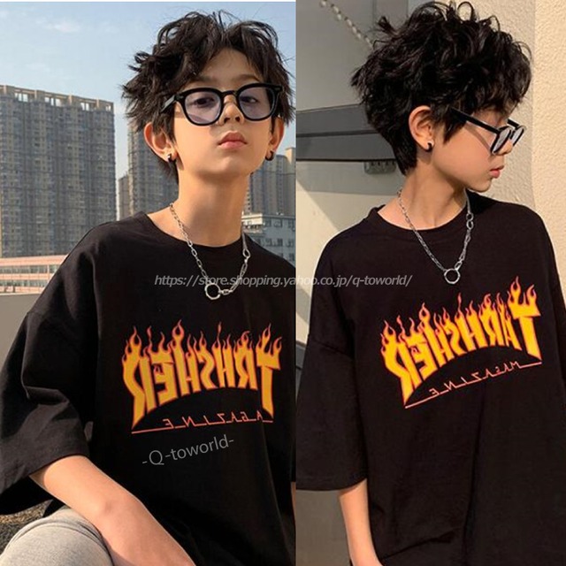 【110㎝-170㎝】サマーコットントップス　Tシャツ　染め　半袖　トップス　トレンド　カジュアル　男の子　子供服 人気　