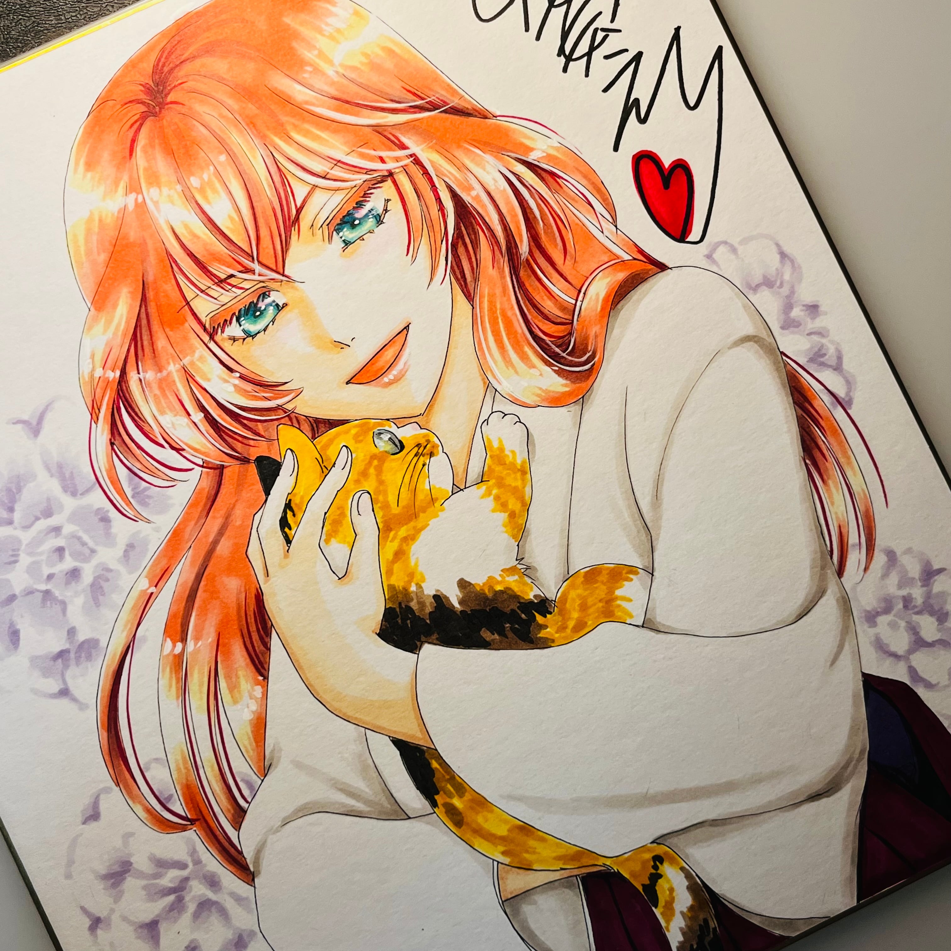 直筆イラスト色紙 葵（三毛猫） | 中貫えりSHOP