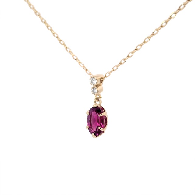 K10YG　ロードライトガーネット×ダイヤモンド0.01ct  ネックレス　【0208263】