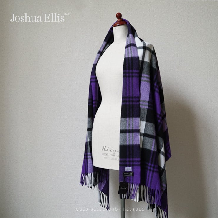 新品・国内正規品】ジョシュアエリス 《Spick and Span別注》ウールアンゴラチェック大判ストール JoshuaEllis