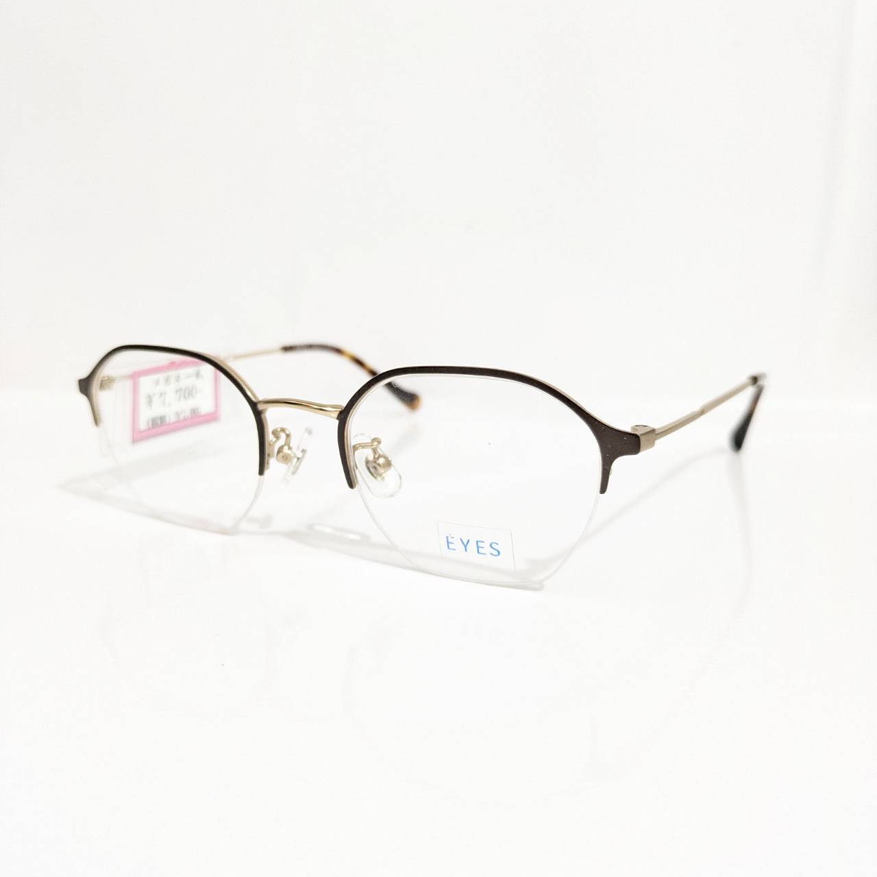 【EYES】ボストンナイロールフレーム ゴールド・ブラウン