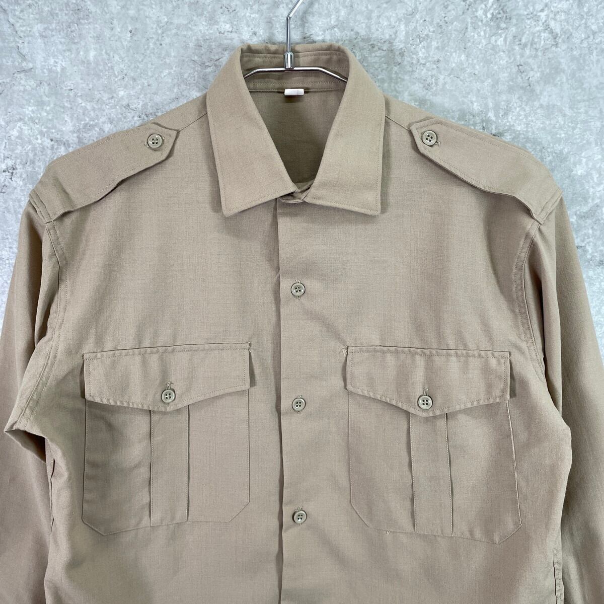 50s ミリタリー　半袖シャツ　ユーロ　ベージュ　雰囲気　EURO 古着　ｌ 50s ユーロ ヴィンテージ ワークジャケット ヘリンボーン オリーブ