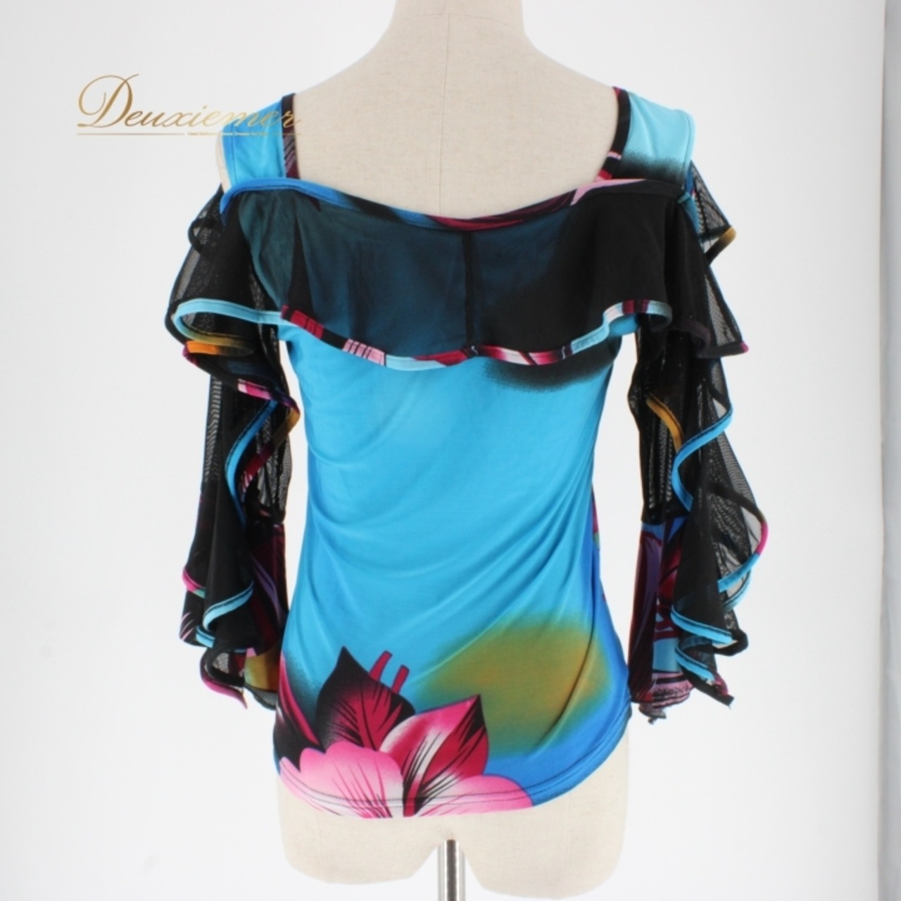 社交ダンス 衣装 スタンダード トップス レッスンウェア ブルー系 オレンジ系 ブラック系 ピンク系 ホワイト系 水色 白 黒 青 レース マルチカラー フラワープリント エレガント おしゃれ フォーマル セクシー 薄手 ストレッチ カジュアル 旅行 体型カバー ダンス教室 おすすめ ショート丈 伸縮性 衿付き デザイン替え