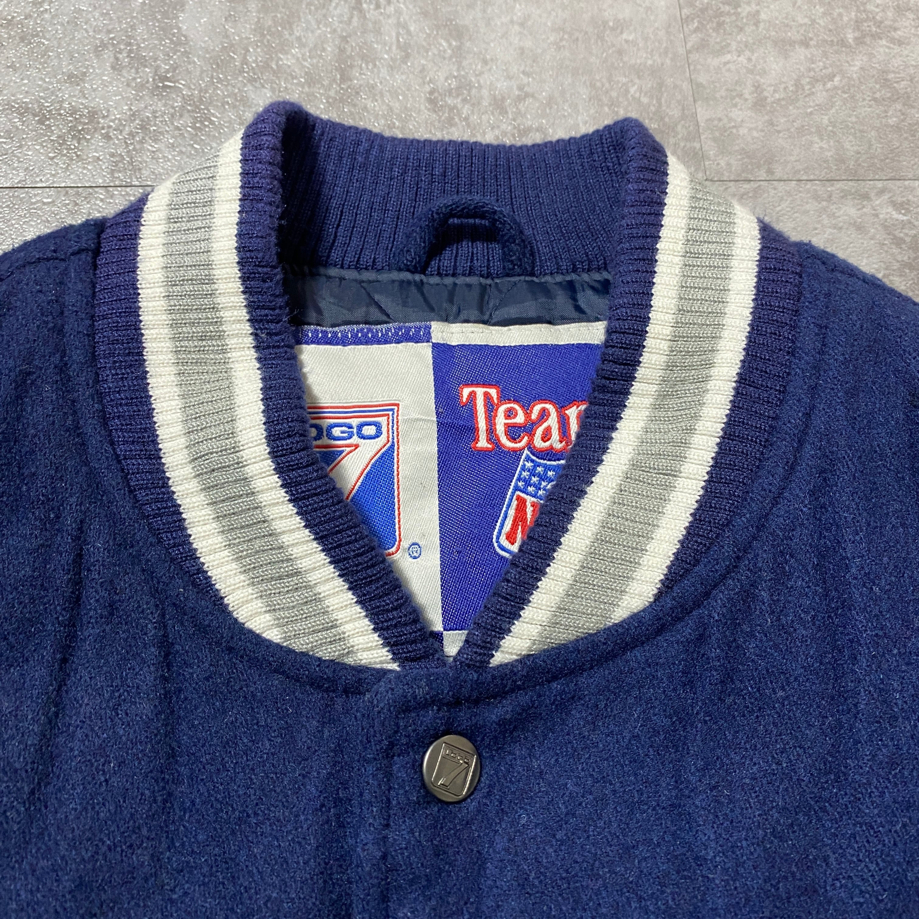 90's NFL ダラス・カウボーイズ バックロゴ ラインリブ 中綿 ウール