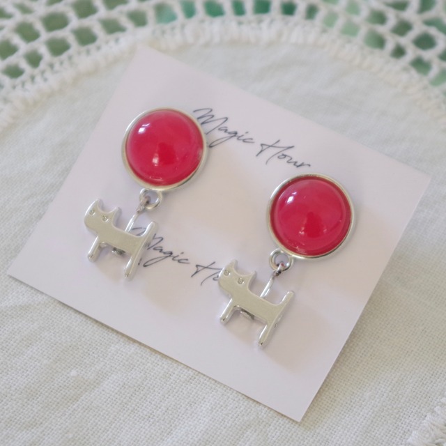 レトロキャット【Pink Moment】イヤリング／ピアス