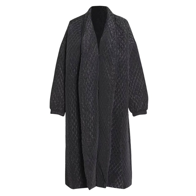 Quilted oversized long coat C1387