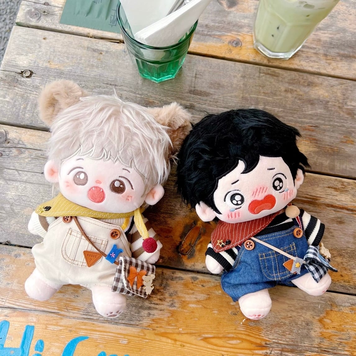 確認用 ちびぬいちゃんのコーデュロイ吊りズボン 15cmぬい服】ハッピーサロペットコーデ 着せ替えぬいぐるみ 棉花娃娃用