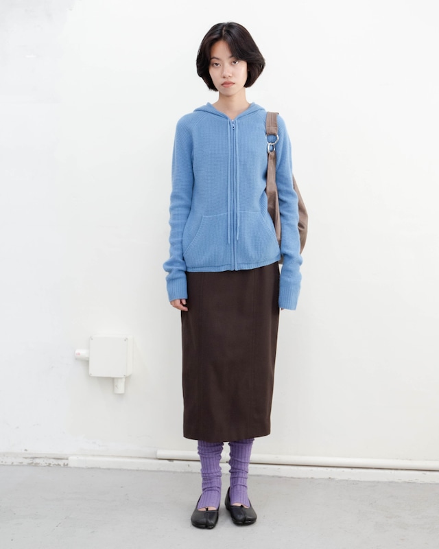 2000s waffle-knit cashmere zip-up hoodie