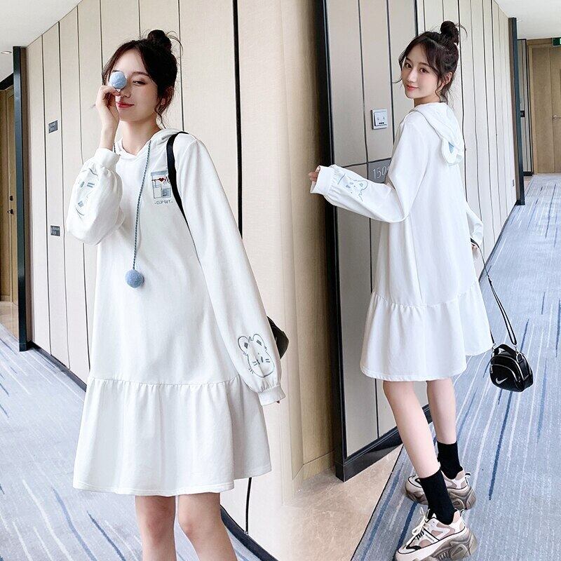 【新作】【送料無料】 3129＃マタニティドレス春秋コットン刺繡素敵な長袖ルーズスタイリッシュドレス妊婦ママドレス ロング 刺繍 スプリング 春物 オータム 秋物 かわいい AL expec323883672159