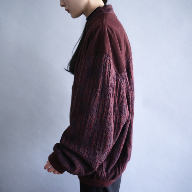 "fake suede × knit" crazy pattern blouson type 4b cardigan