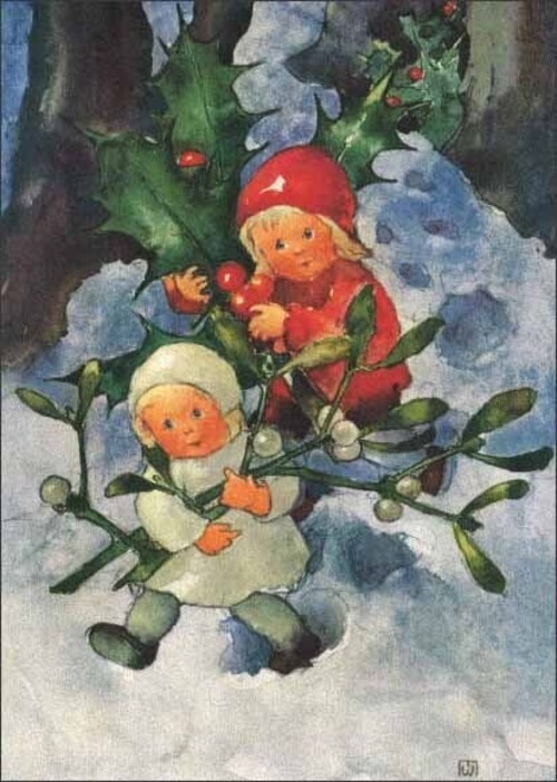 スイス製　『宿り木』　妖精　フェアリーズ　クリスマス　ポストカード