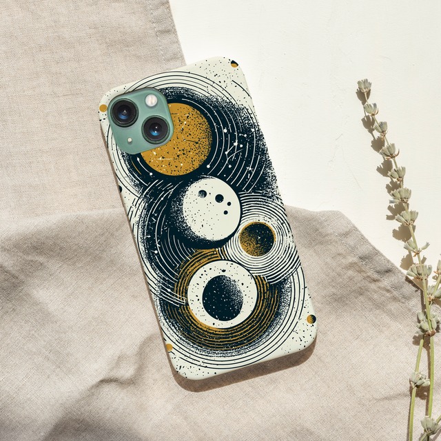 受注生産 iPhoneケース 月相と渦巻きのクラシック星図｜天体図風 STAR056A