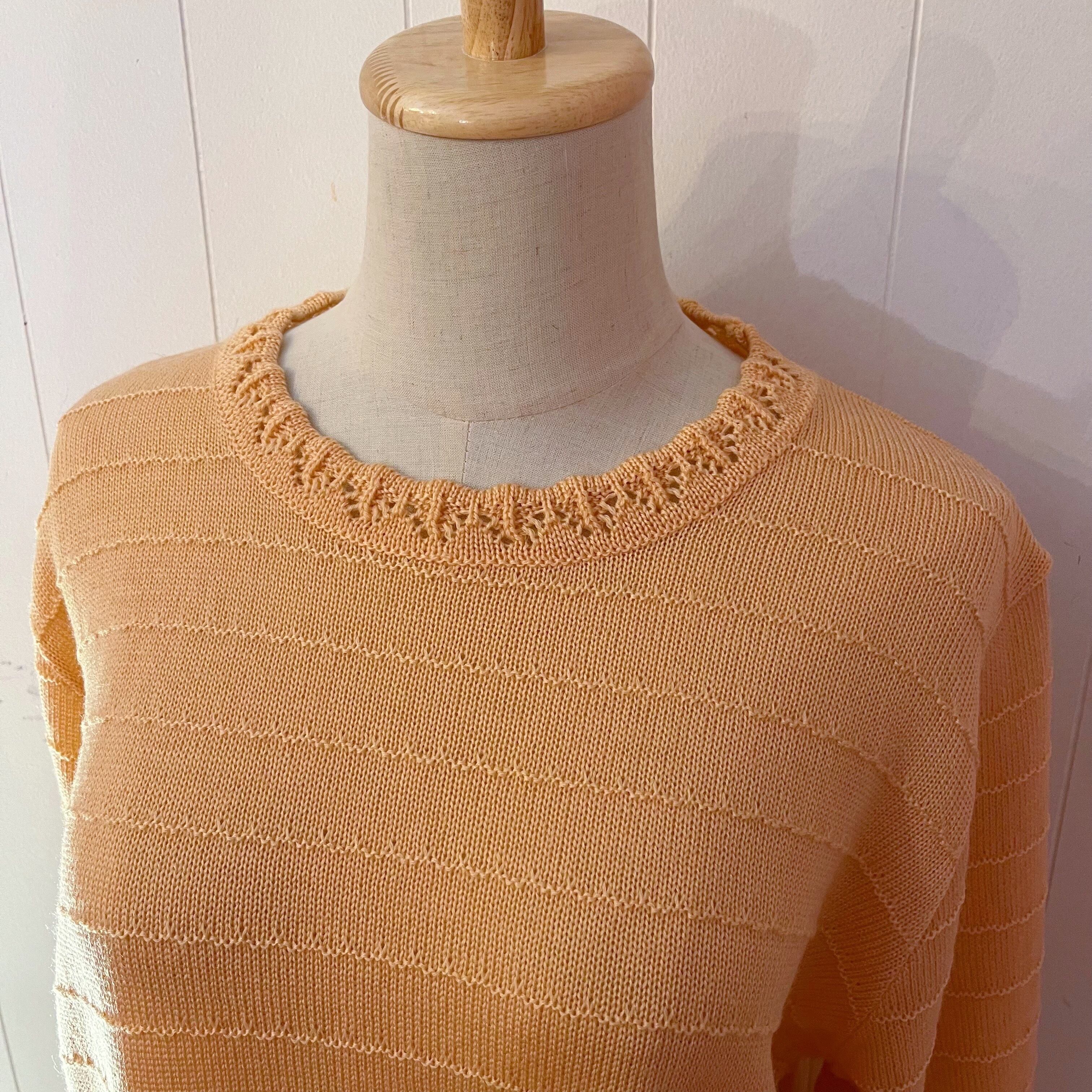 orange flower ribbon openwork knit sweater