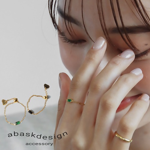 【ネコポス便】　リング スクエアカット ジルコニア スライドボール リング フリーサイズ 2160