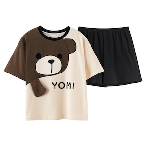 ぺろんとくまちゃん コットン ショート丈セットアップ*L-133