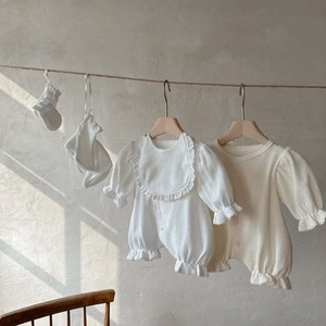 【BABY】ワッフルナチュラルロンパース