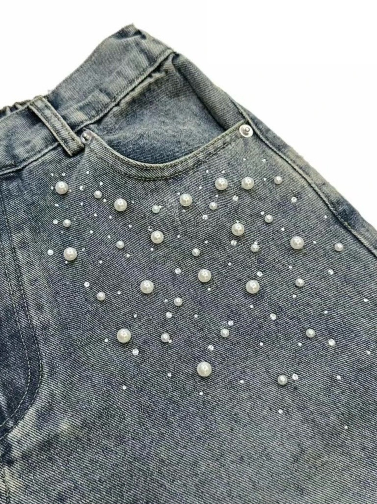 【お急ぎ発送】パールデニムショーツ(ST00018)