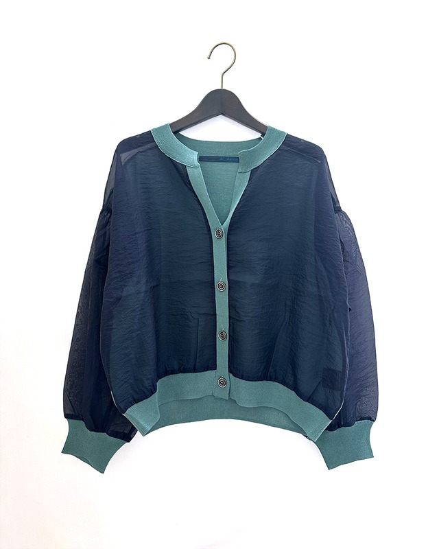 Bicolor Sheer Cardigan / Fino Rize