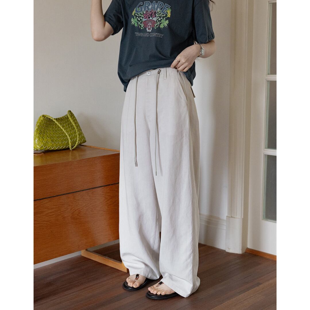 wide straight drawstring pants