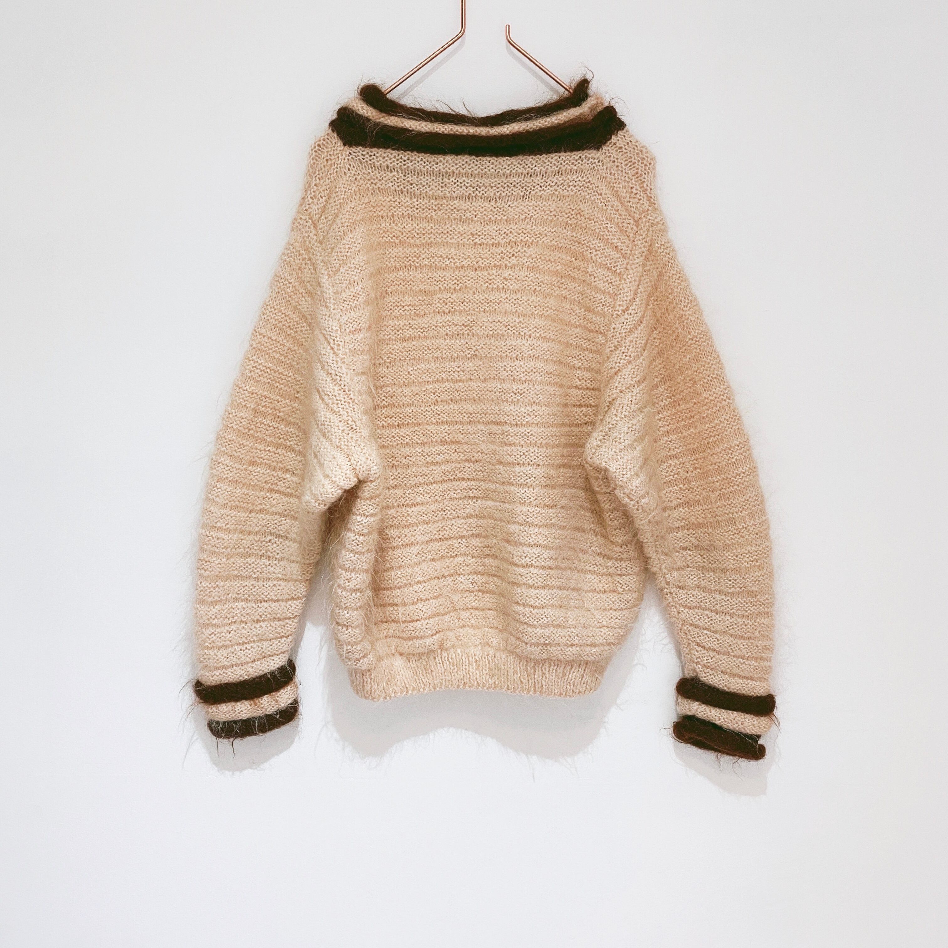 vintage mohair mix beige knit pullover
