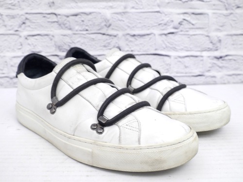レア◆GIVENCHY ジバンシィ URBEN STREET ドローストリング レザー スニーカー スケーター スリッポン 白 42◆ 使い回しに便利な希少モデル