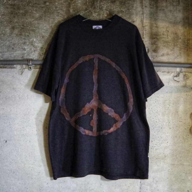 “PEACE☮” 抜染 タイダイ ヘンプコットン Tシャツ -sumikuro-