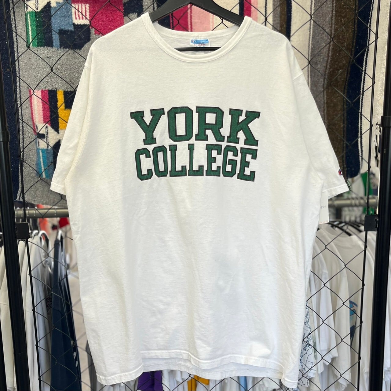 90s チャンピオン カレッジ系 プリントTシャツ シングルステッチ ロゴ刺繍 2XL 古着 古着屋 埼玉 ストリート オンライン 通販 アメカジ  ヴィンテージ