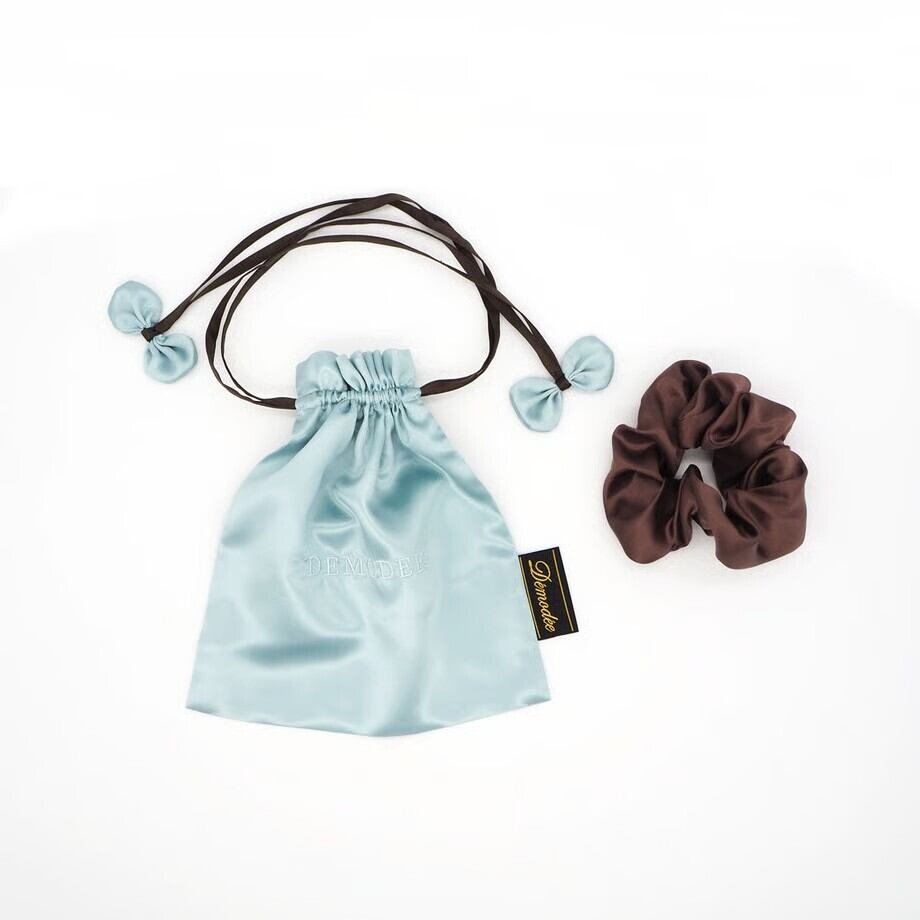 DEMODEE POUCH SET LIGHT BLUE/BROWN
