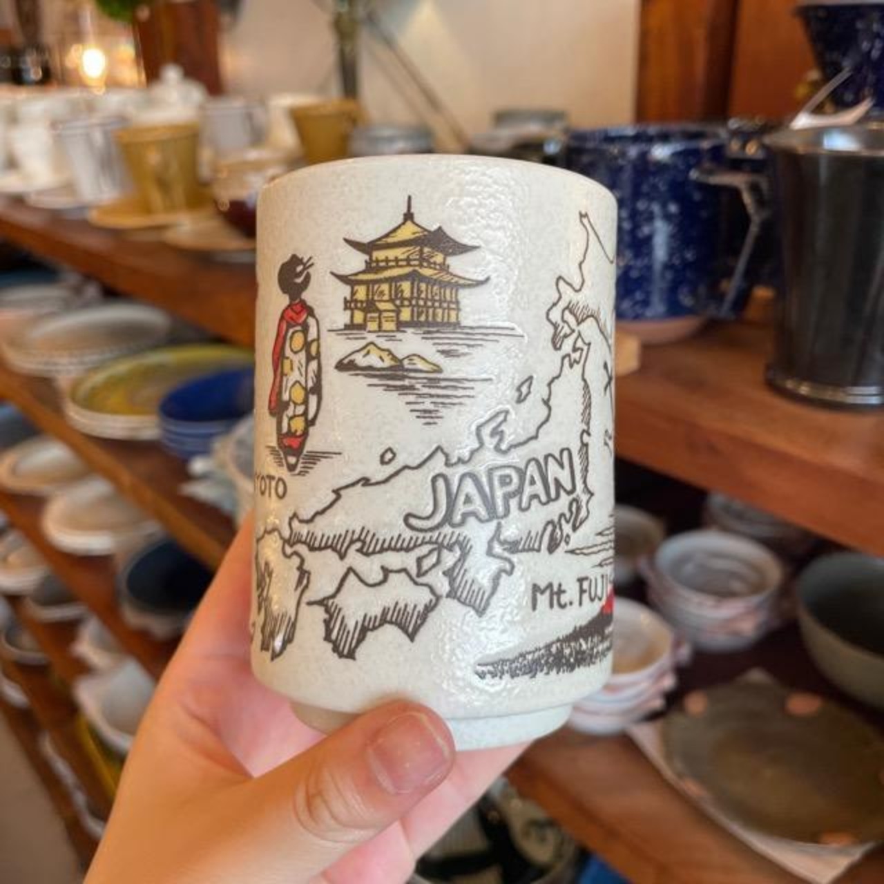 ものしり湯呑　Japan / 美濃焼　湯呑　置物　コップ　日本　京都　富士山　ギフト　プレゼント　かわいい　和風　舞妓　相撲　日本地図