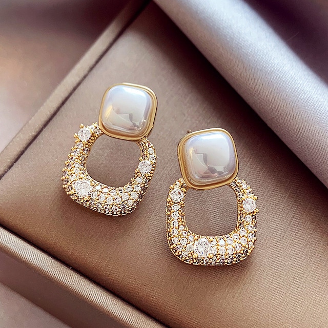 アクセサリー ピアス スクエアパールピアス ミニマル ベーシック