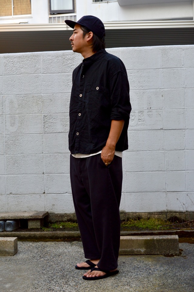 French Army 40s reproduction Bourgeron Shirts Jacket Dyed Black フランス軍 ボージョンジャケット 黒染め リネンシャツジャケット
