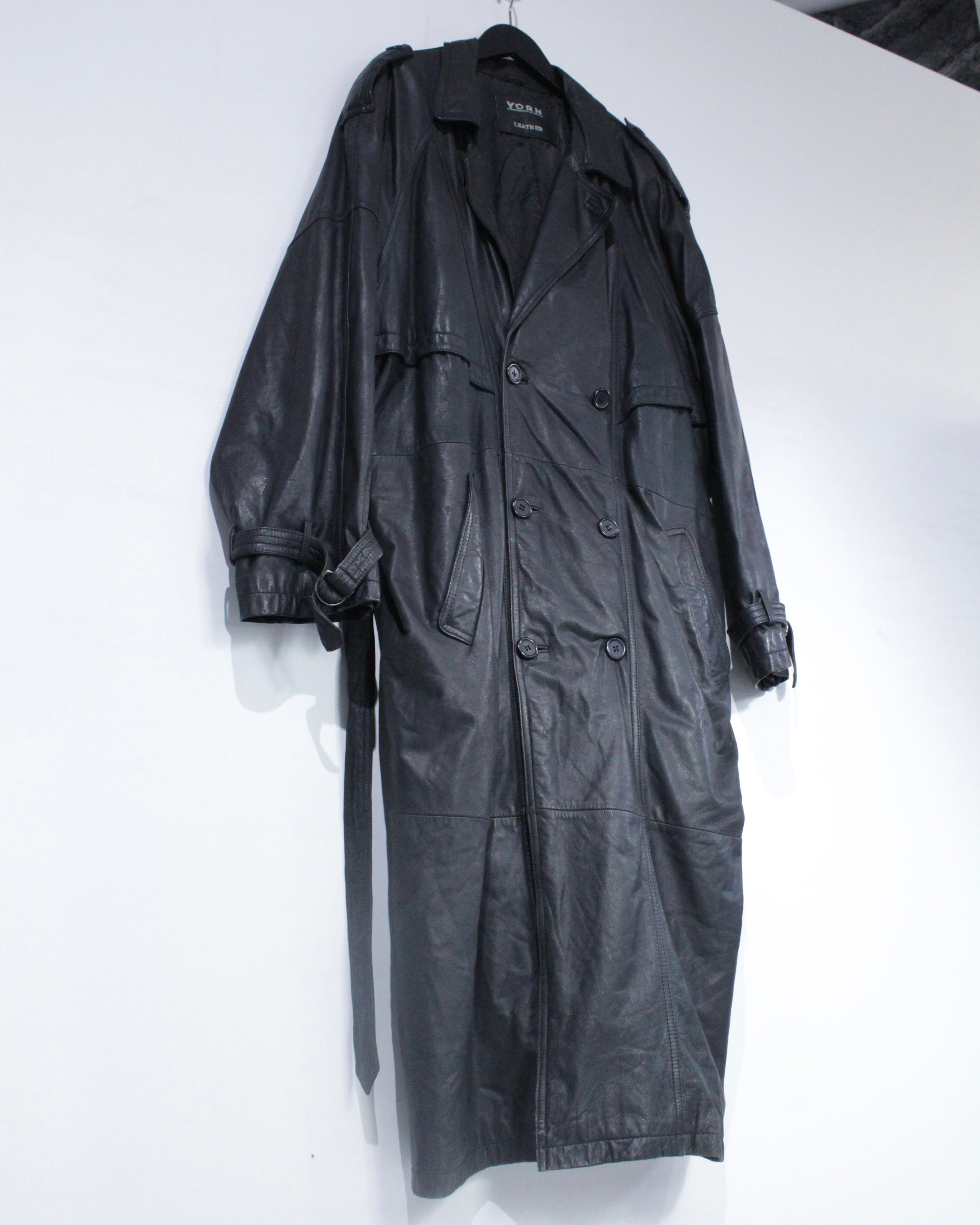 Caka BLACK】Black Color Vintage Leather Trench Coat | Caka(カカ