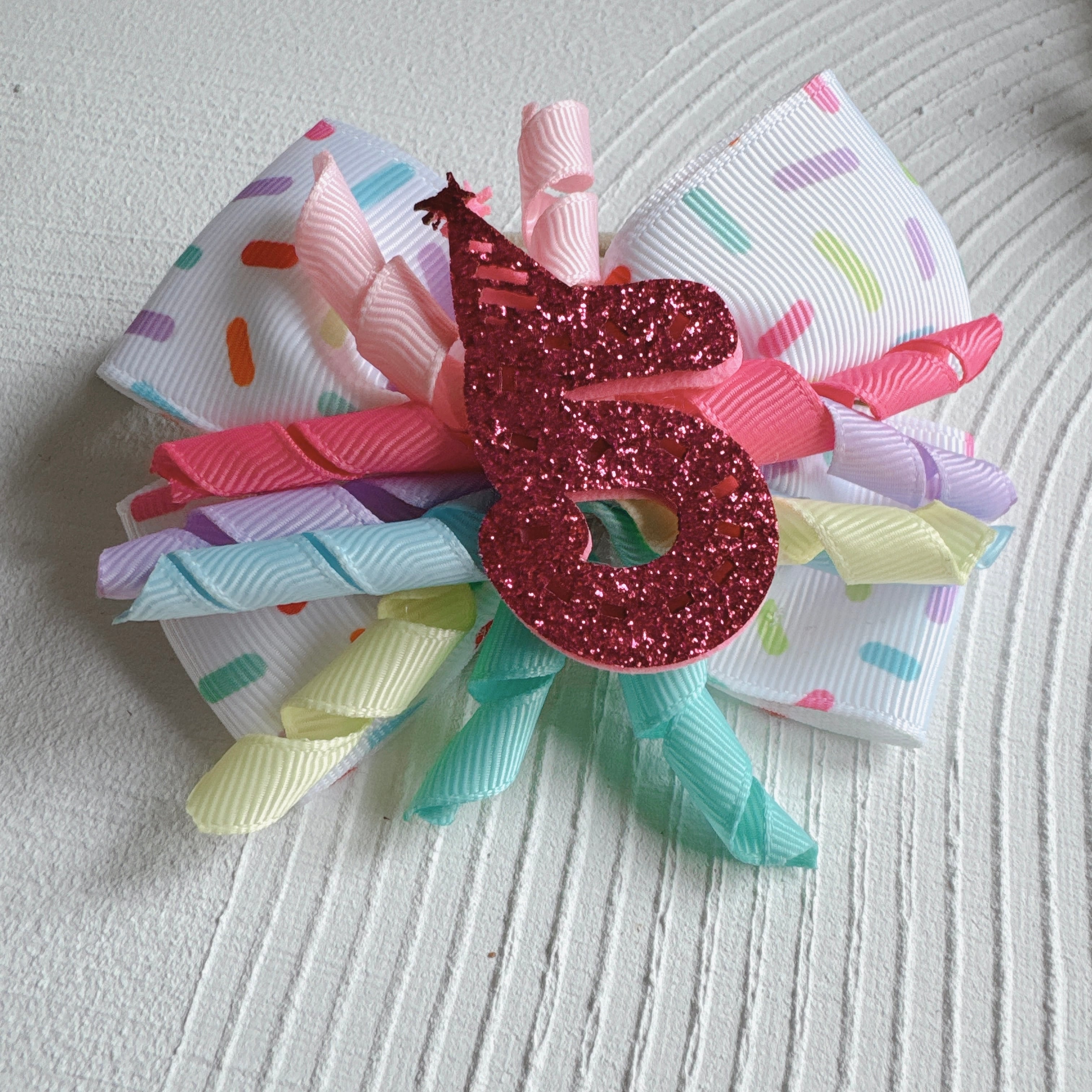 くるくるキラキラBirthday 年齢おリボンヘアバンド