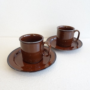 【墨田区ホリ】レトロブラウンのカップ&ソーサー 2客セット
