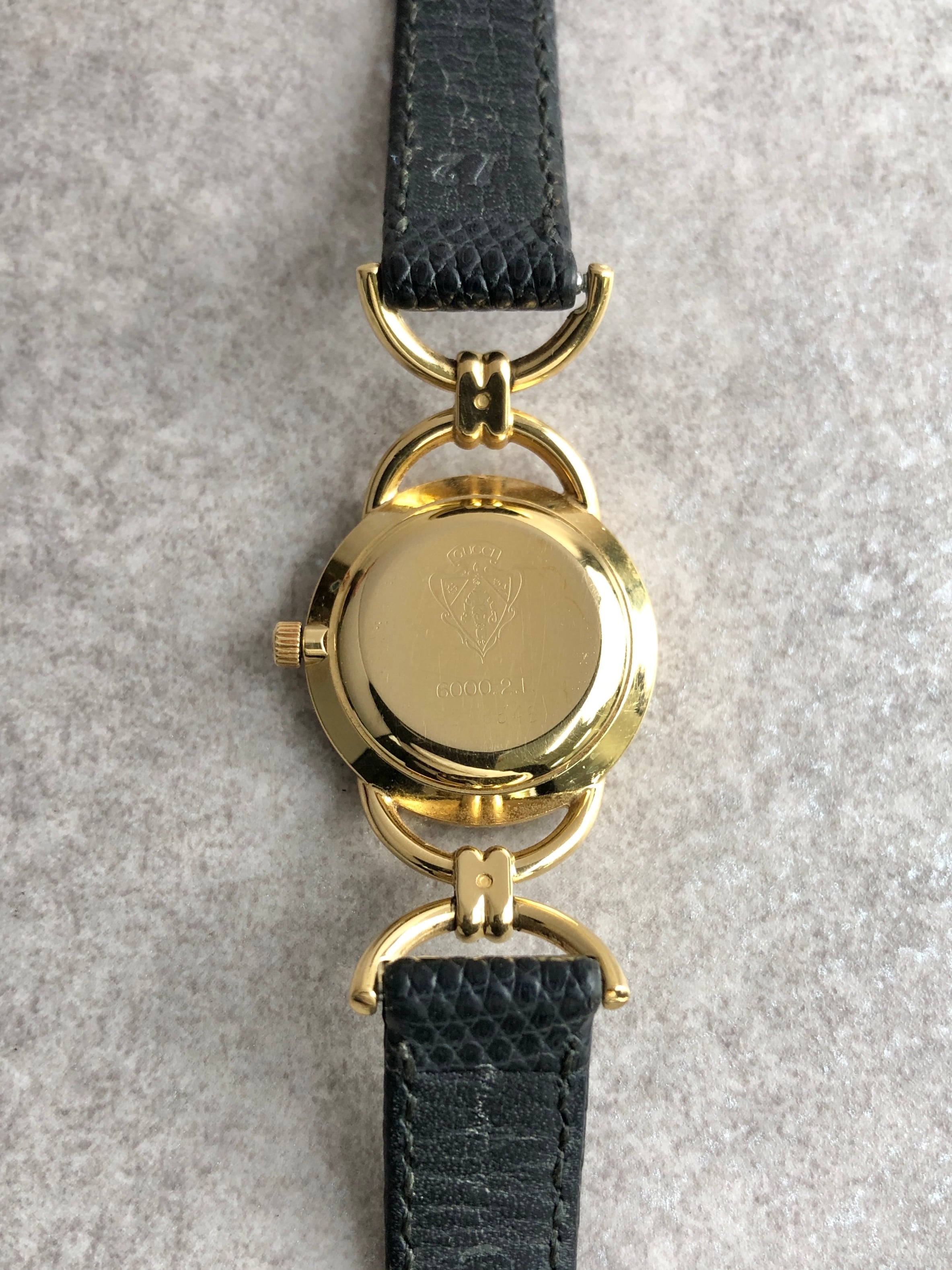 GUCCI グッチ 腕時計 ブラック レザー クウォーツ 6000L vintage