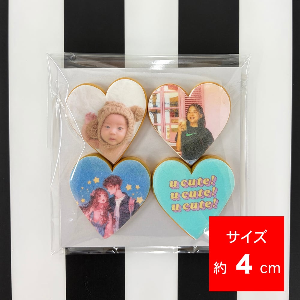 4枚入り プリントクッキー（写真・ロゴ）約4cm【丸/四角/ハートから