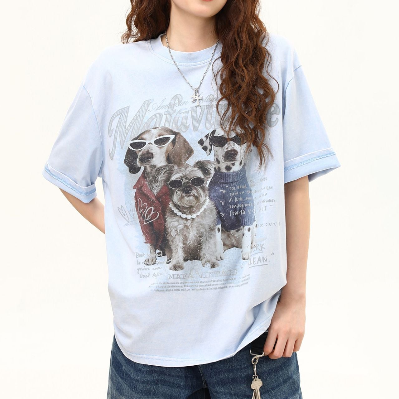 ドッググラフィックレトロTシャツ 2col R02242