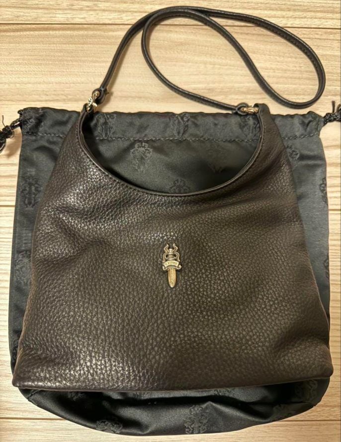 CHROME HEARTS クロムハーツ VIV レザーショルダーバッグ シルバー ブラック