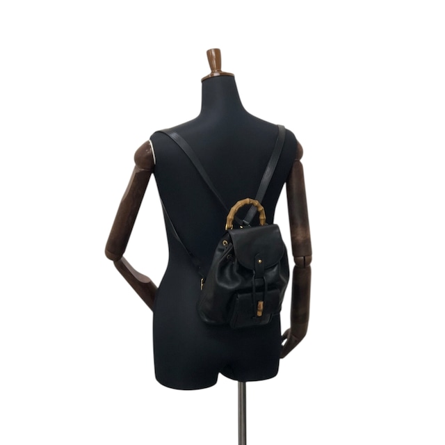 GUCCI グッチ バックパック ブラック バンブー レザー vintage ヴィンテージ オールド tfjt8e
