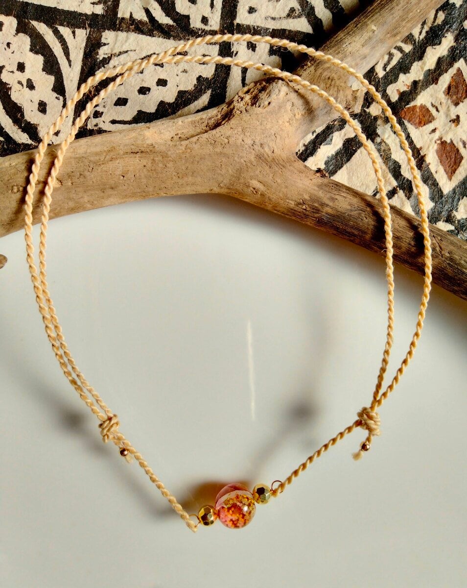 14KGF 925/18KGP】大粒沖縄ホタルガラス◇精麻ネックレスお守り