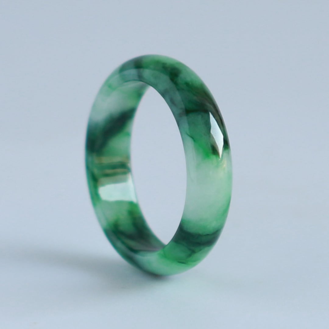 美品❣️天然A貨翡翠ロカン質氷種満緑小粒&陽緑花リング