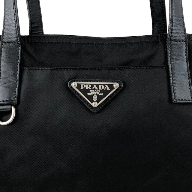 PRADA プラダ ハンドバッグ ブラック トライアングルロゴ ナイロン トートバッグ vintage ヴィンテージ オールド mbeuzk