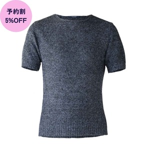 【予約割 5%OFF(5/31まで)】リネンハニカムサイドリブクルーネックプルオーバー/ネイビーミックス/日本製