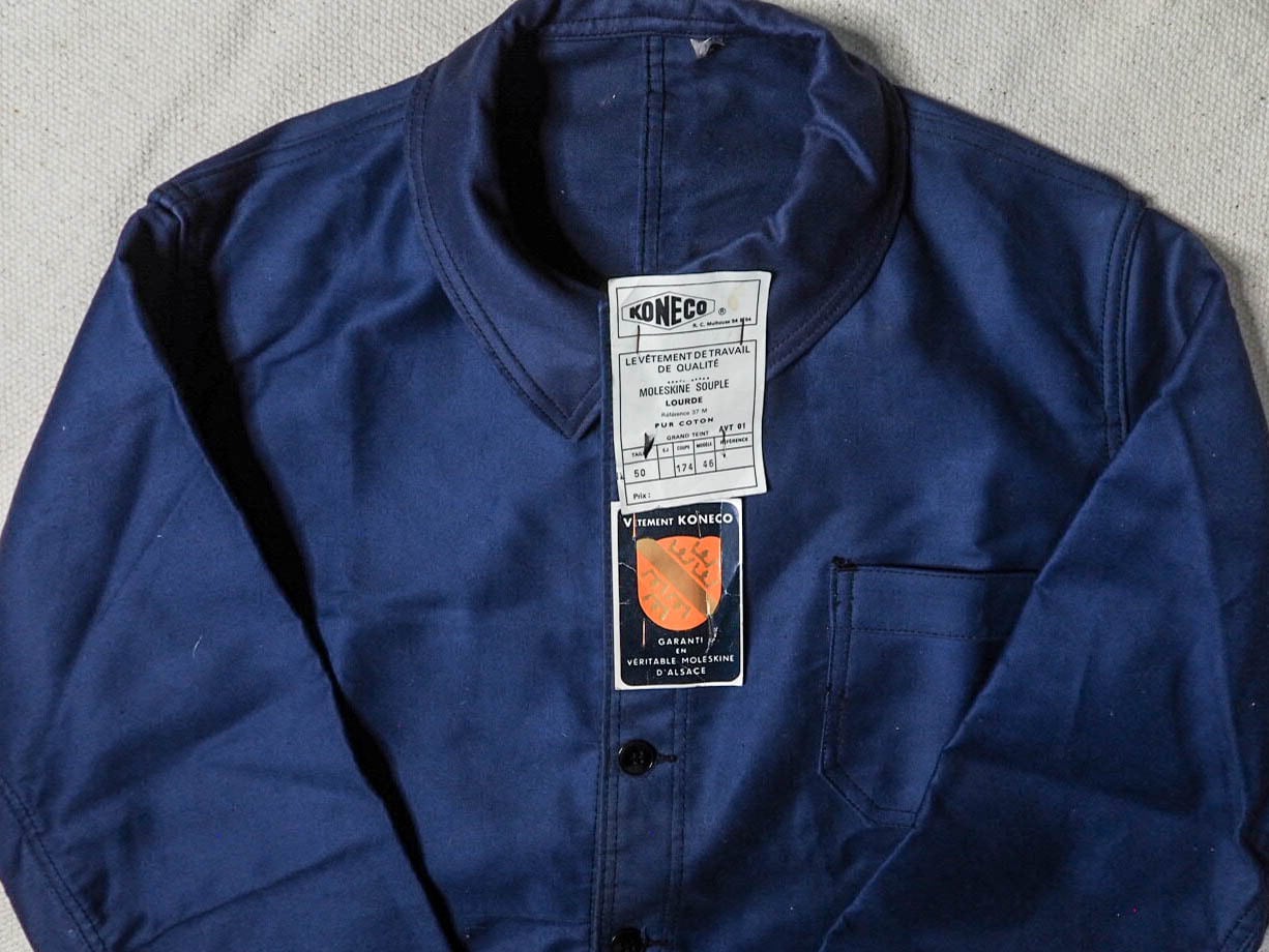 's~French Vintage KONECO Dead Stock Blue Moleskin Jacket