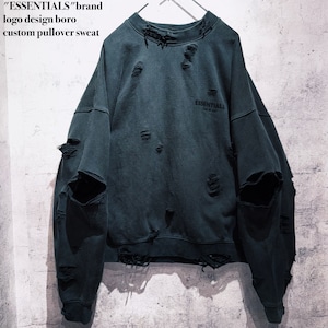 "ESSENTIALS"brand logo design boro custom pullover sweat