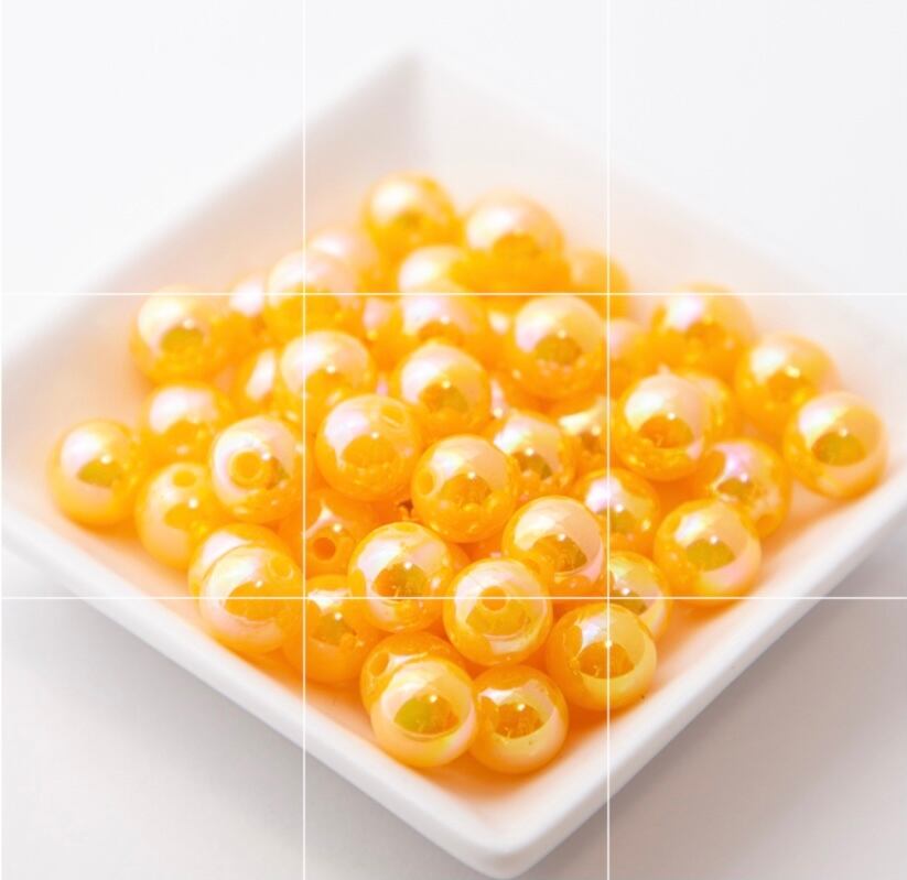 ひらり アイボリーカラー天然素材風ビーズ大量　まとめ ABカラービーズ 8ミリ 100個 ミルキーイエロー 乳白色系 黄色 しゃぼん